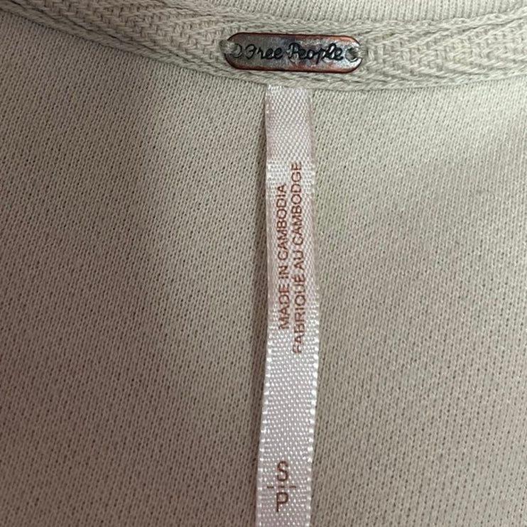 Free People Cream Sherpa Fleece Long Sleeve Button Down Shirt Jacket Size S