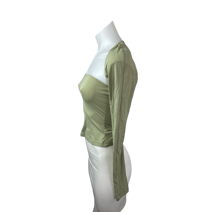 Princess Polly Moran Women's Green Square Neck Crop Bandeau Bolero Shrug Top 2
