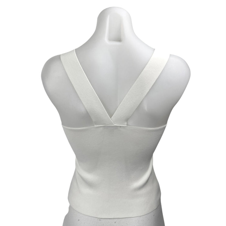 Bar III Women's White Ring Sleeveless Ribbed Knit Square Neck Tank Top Size XS