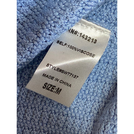 Miss Love Blue Rib Waffle Knit V Neck Sleeveless Cropped Sweater Vest Top Size M