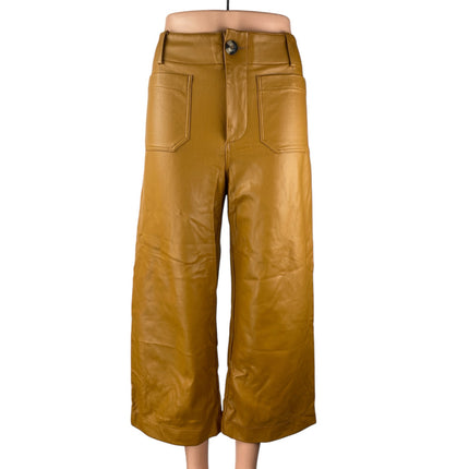 Anthropologie Maeve Colette Faux Vegan Leather High Rise Wide Trousers Pants 26