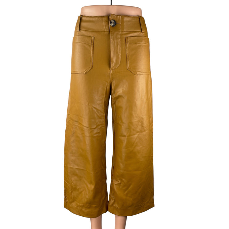 Anthropologie Maeve Colette Faux Vegan Leather High Rise Wide Trousers Pants 26