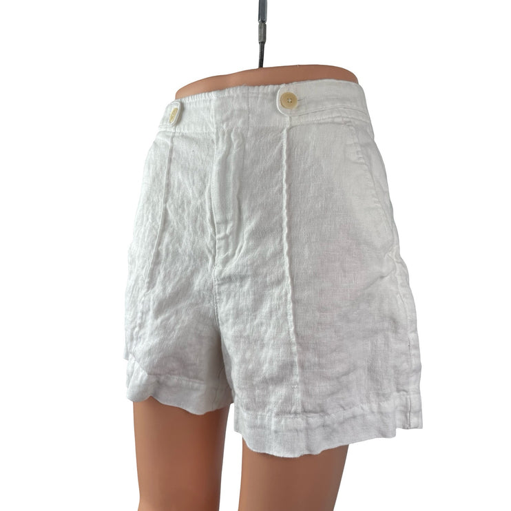 Madewell Women's White 100% Linen High Rise Pintuck Casual Mini Shorts Size 0