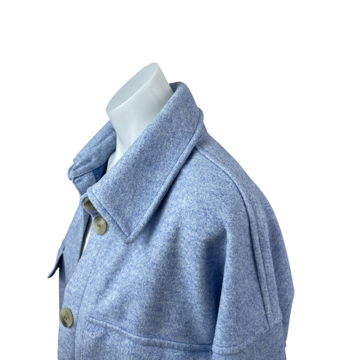H&M Women's Blue Marled Collared Long Sleeve Button Down Shacket Coat Jacket M