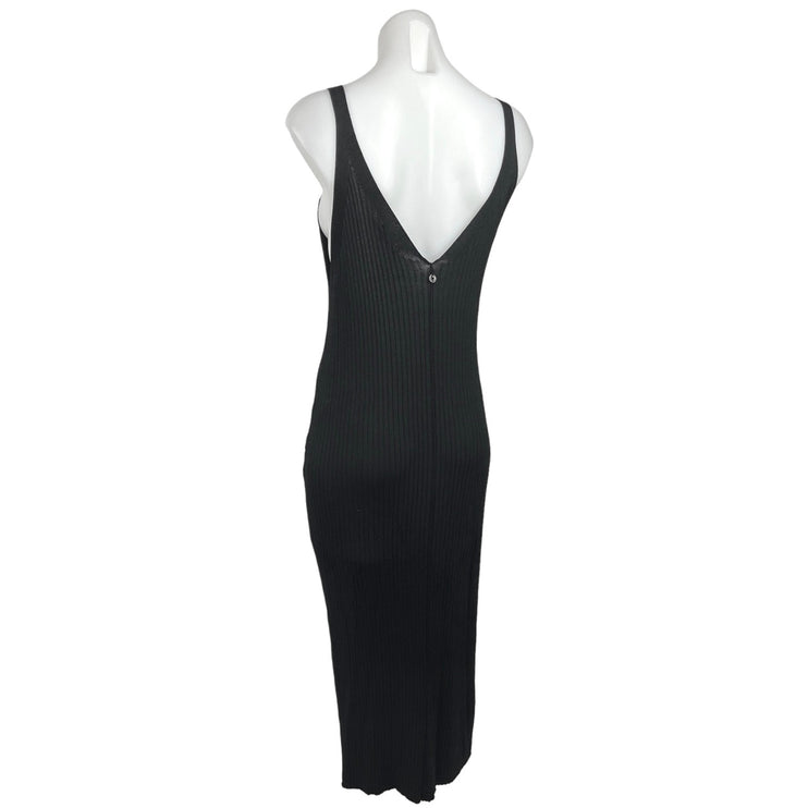 Tom Tailor Denim Women's Black Sleeveless Stretch V-Neck Midi Gown Dress Size L