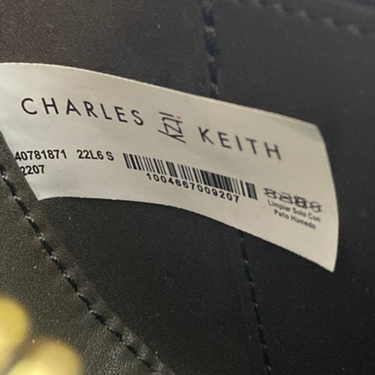 Charles & Keith Itzy Gabine Black Leather Korean KPOP Belted Hobo Handbag OS