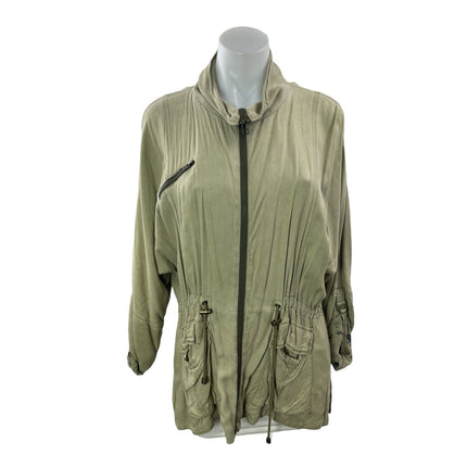Jessica Simpson Green Zip Up Drawstring Long Sleeve Anorak Coat Jacket Size M