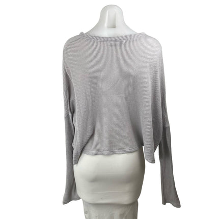 Urban Outfitters Gray Ribbed Long Sleeve Button Down Crop Cardigan Sweater Top S