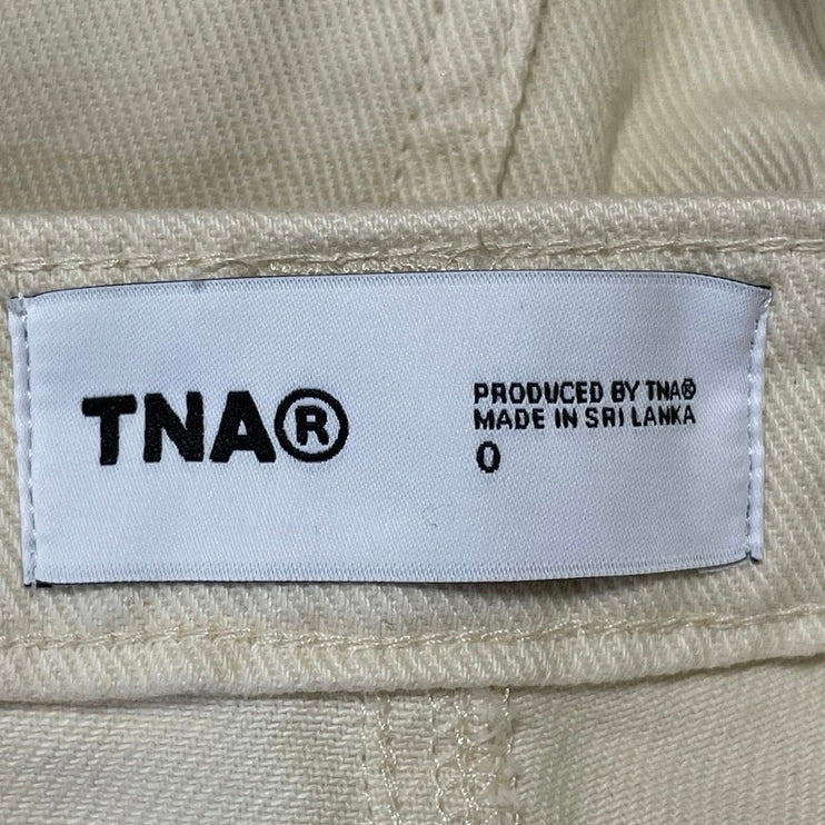 Aritzia TNA Greenwhich Cream Twill Straight High Rise Carpenter Trousers Pants 0
