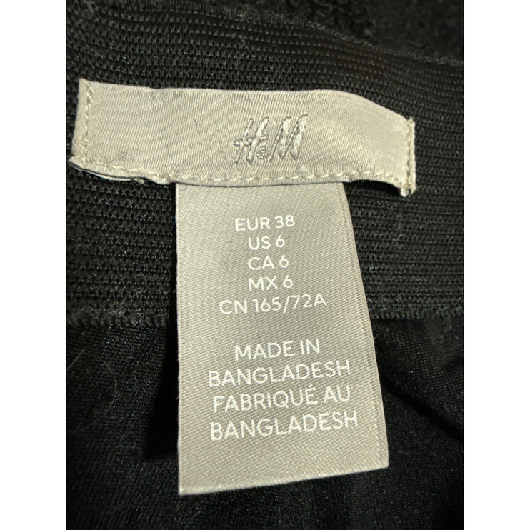 H&M Women's Black High Waisted Textured Zip Casual Pencil Mini Skirt Size 6