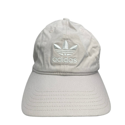 Adidas Unisex Cream White Trefoil Logo Adjustable Strapback Baseball Cap Hat OS