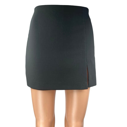 Zara Women's Black High Waisted Slit Zipper Mini Pencil A-line Skirt Skort Sz XS