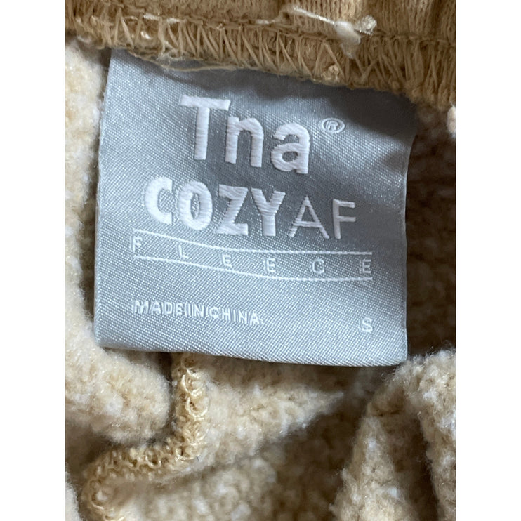 Aritzia TNA Cozy AF Tan Khaki Fleece High Rise Mini Lounge Sweat Shorts Size S