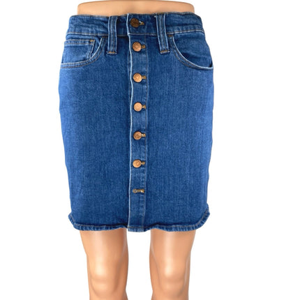 Madewell Women's Blue Button Up Medium Wash Pencil Denim Jean Skirt Size 27