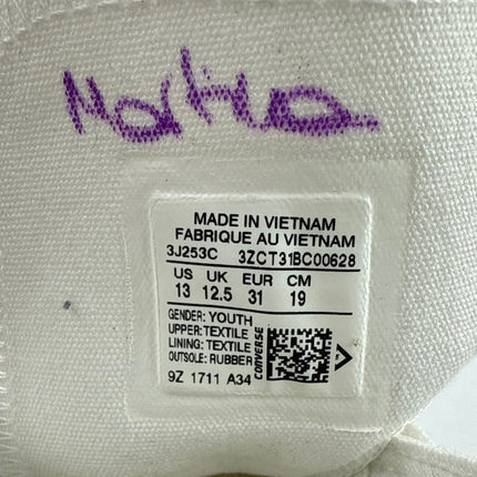 Converse All Star Chuck Taylor Kids White High Top Lace Up Sneakers Shoes Sz 13