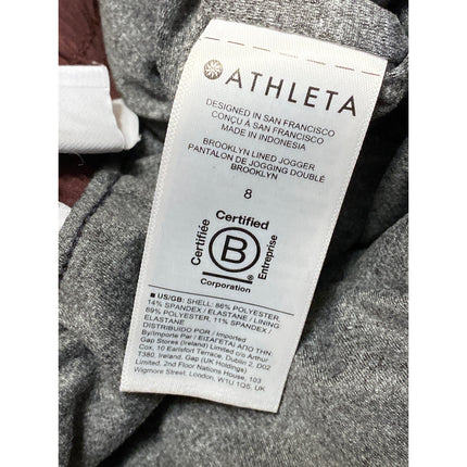 Athleta Brooklyn Textured Lined Women's Brown Travel Jogger Sweat Pants Size 8