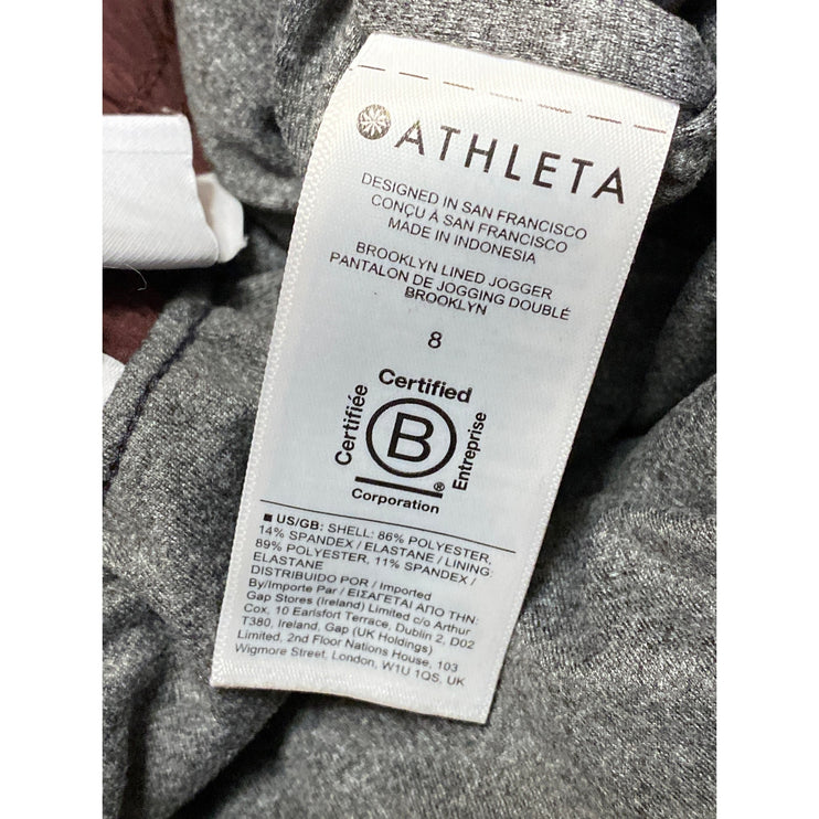 Athleta Brooklyn Textured Lined Women's Brown Travel Jogger Sweat Pants Size 8