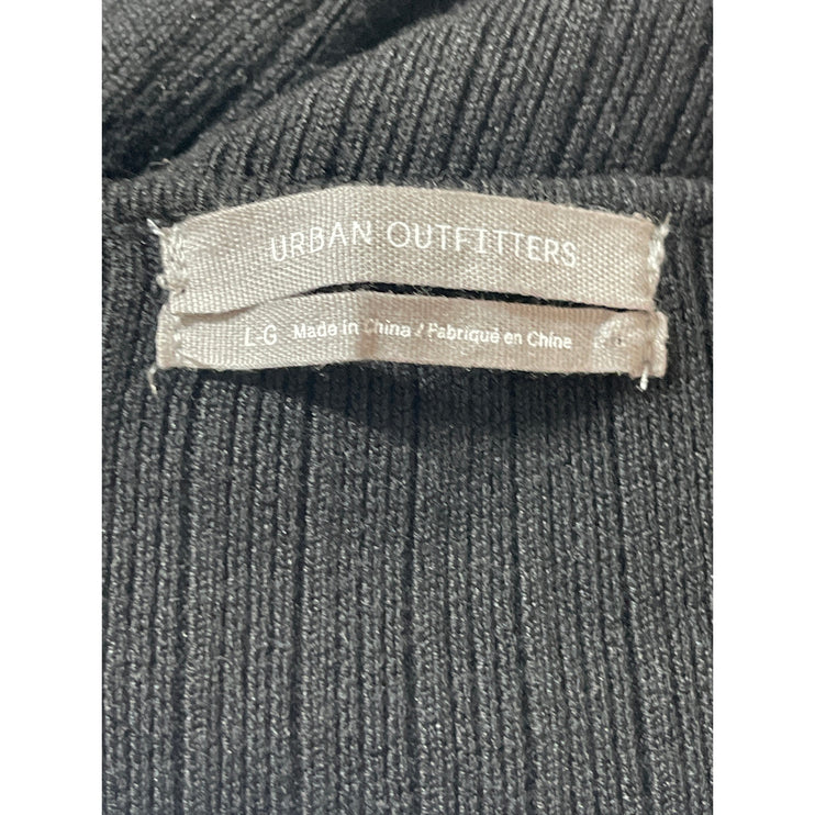Urban Outfitters Black Rib Knit Square Neck Long Sleeve Crop Sweater Top Size L