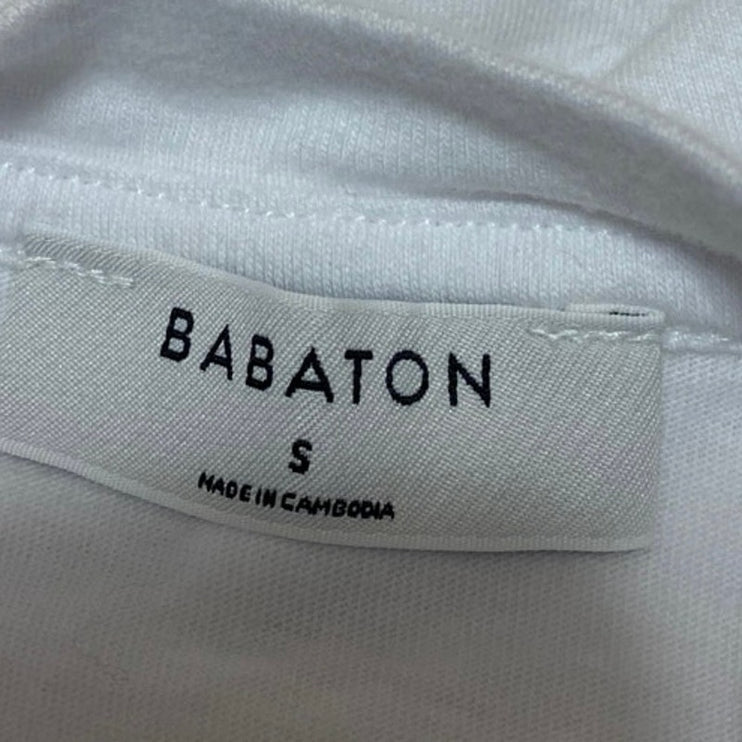Aritzia Babaton Womens White Sleeveless Crewneck Casual Crop Tee Tank Top Size S