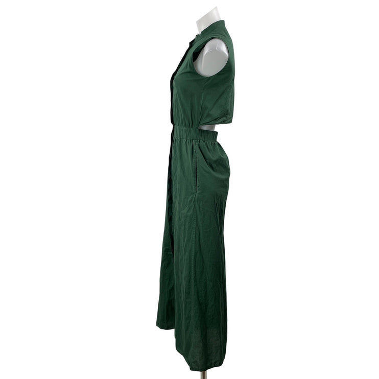 COS Green Sleeveless Cutout Waist Button Down A Line Maxi Shirt Dress Size 2