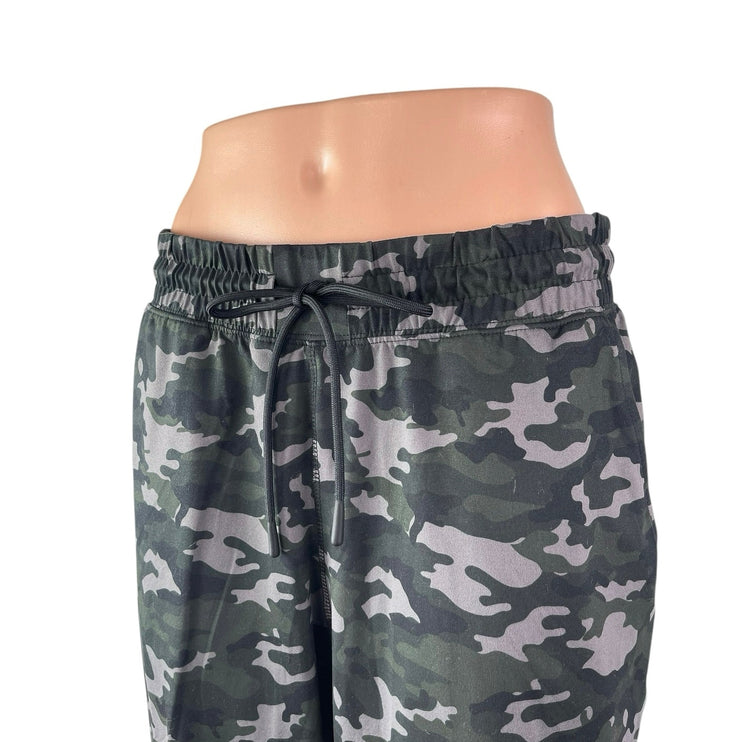 Fabletics Green Camo Camouflage High Waist Drawstring Trousers Joggers Pants L