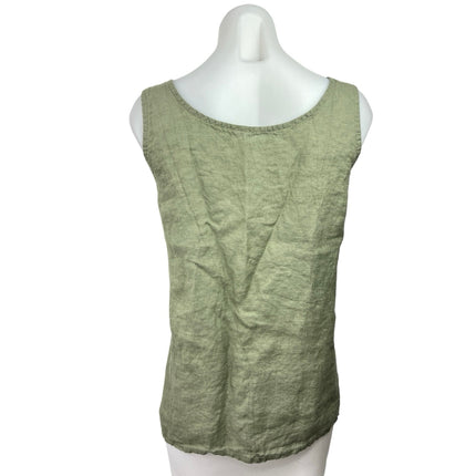 Womens Green 100% Linen Button Front Oversized Lagenlook Boho Tunic Tank Top M