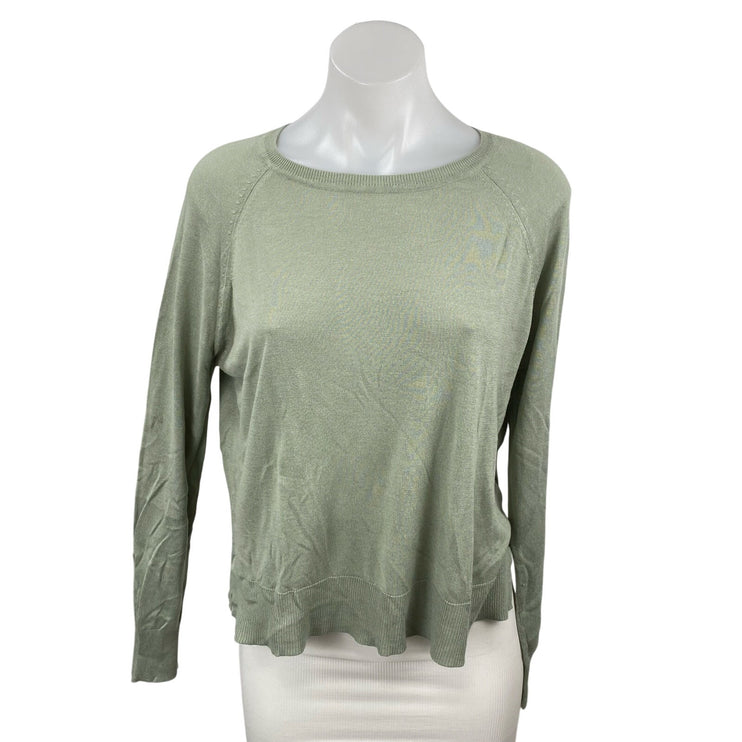 Zara Women's Green Knit Round Neck Long Sleeve Casual T-Shirt Sweater Top Size M