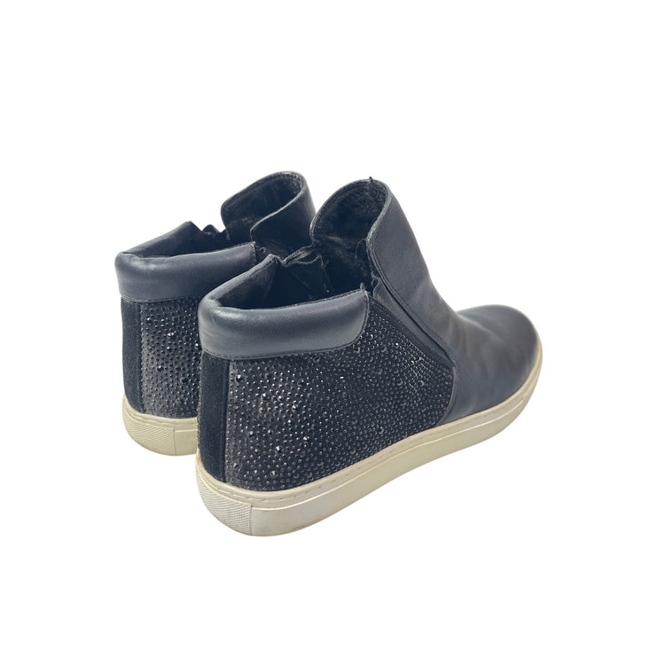 Kenneth Cole Kalvin Black Leather Beaded Slip On High Top Sneakers Shoes Size 10