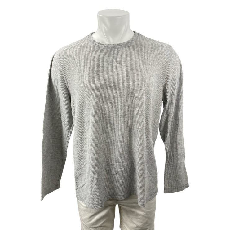 Eddie Bauer Men's Gray Heather Long Sleeve Crew Neck Waffle Knit Thermal Tee L