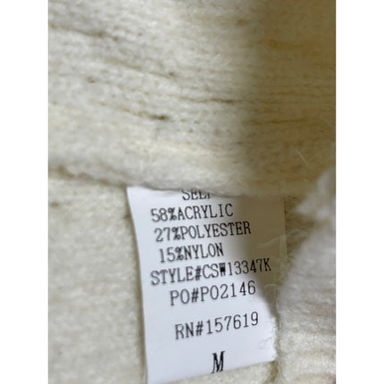 Cloud Ten White Cable Knit Bow Button Sleeveless Cardigan Sweater Vest Top Sz M