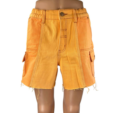 Urban Outfitters BDG Women's Orange Frayed Raw Hem Straight Leg Cargo Shorts S