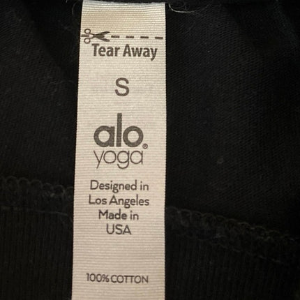 Alo Yoga Women's Black Mock Neck Short Sleeve Activewear Crop Tee T-shirt Top S