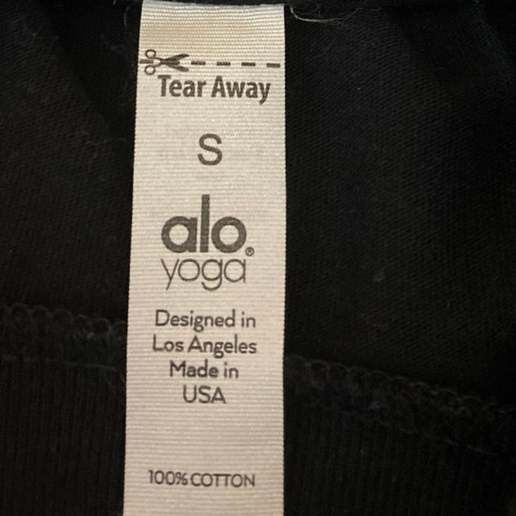 Alo Yoga Women's Black Mock Neck Short Sleeve Activewear Crop Tee T-shirt Top S