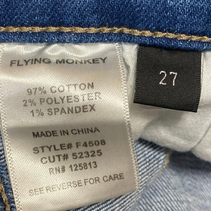 Flying Monkey Womens Blue High Waisted Distressed Straight Denim Jeans Pants 27