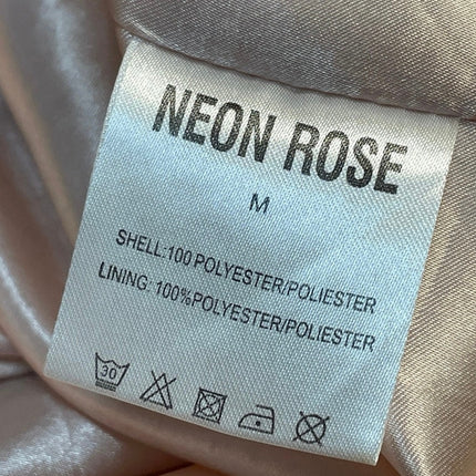 Neon Rose Gold Silk Satin Shawl Collar Tie Belt Long Sleeve Trench Coat Jacket M