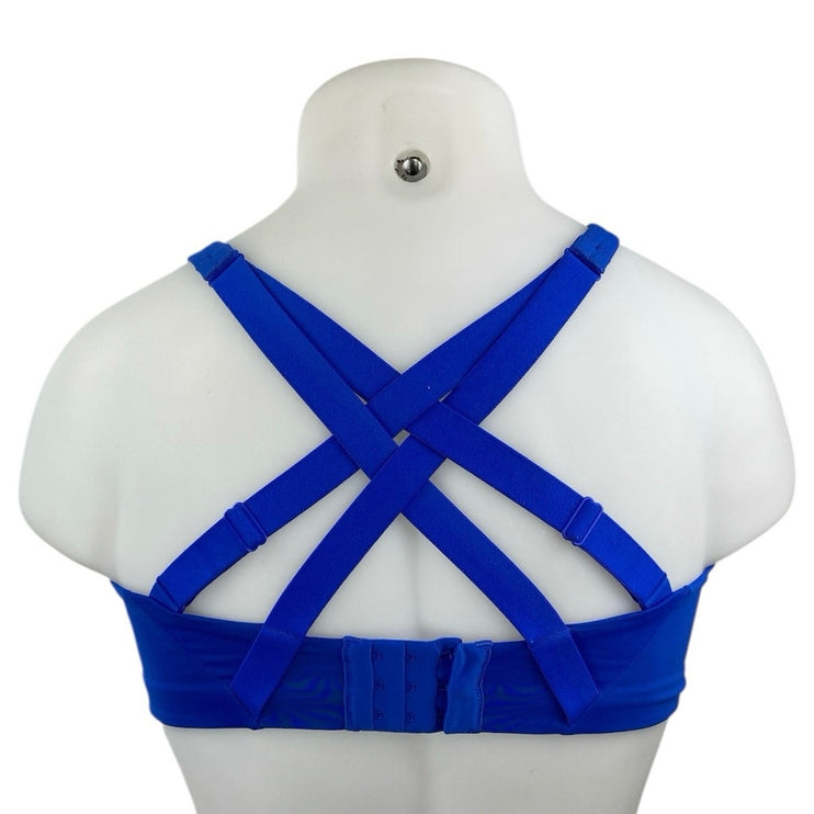 Lululemon Women Blue Cross Back Yoga Workout Athletic Sports Bra Crop Top 36DD