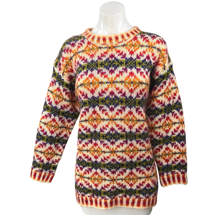 Vintage Jones New York Multicolor Mohair Fair Isle Oversized Tunic Sweater Top S