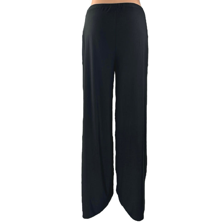 Boohoo Women's Black High Waisted Pull On Straight Wide Leg Trousers Pants Sz 10