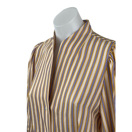 Sandro Women's Multicolor Striped Puff Sleeve Button Down Shirt Blouse Top Sz M
