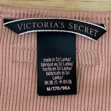 Victoria's Secret Brown Long Sleeve Ribbed Knit Sculpt Stretch Crop Top Size M