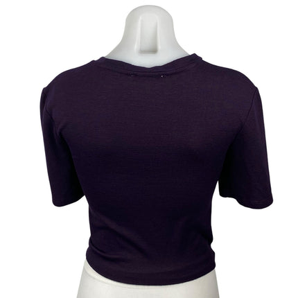 Aritzia Wilfred Free Women's Purple Short Sleeve Twist Front Tee Crop Top Size S
