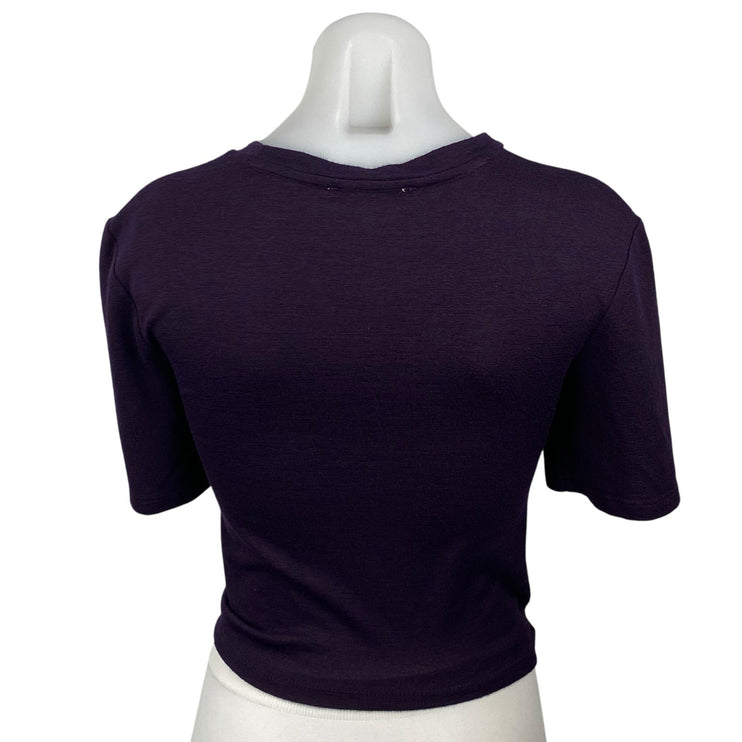 Aritzia Wilfred Free Women's Purple Short Sleeve Twist Front Tee Crop Top Size S