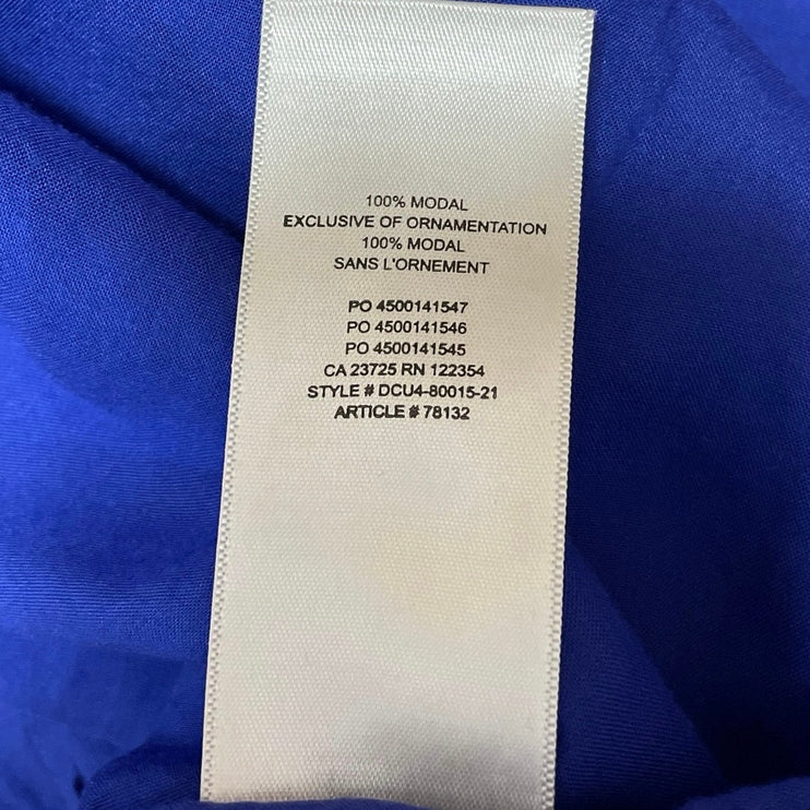 Aritzia Wilfred Women's Blue Ruffle Round Neck Tiered Tunic Blouse Top Size XS