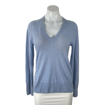 J.Crew Women's Blue Cashmere V Neck Knit Long Sleeve Pullover Sweater Top Size S