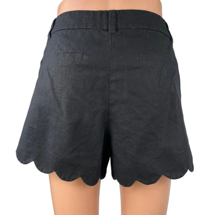 J.Crew Women's Linen Cotton Scalloped Hem Mid Rise Mini Casual Shorts Size 6