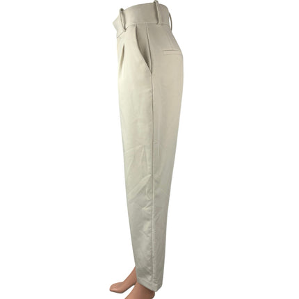 Zara Women's Ivory White High Rise Cropped Straight Trouser Dress Pants Size XS