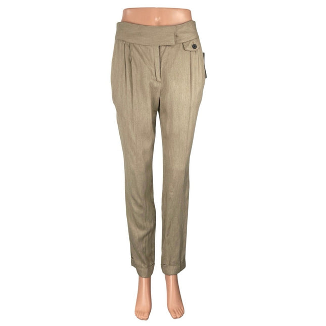NEW Zara Women's Khaki Pleated High Rise Slim Tapered Trousers Dress P –  Brie