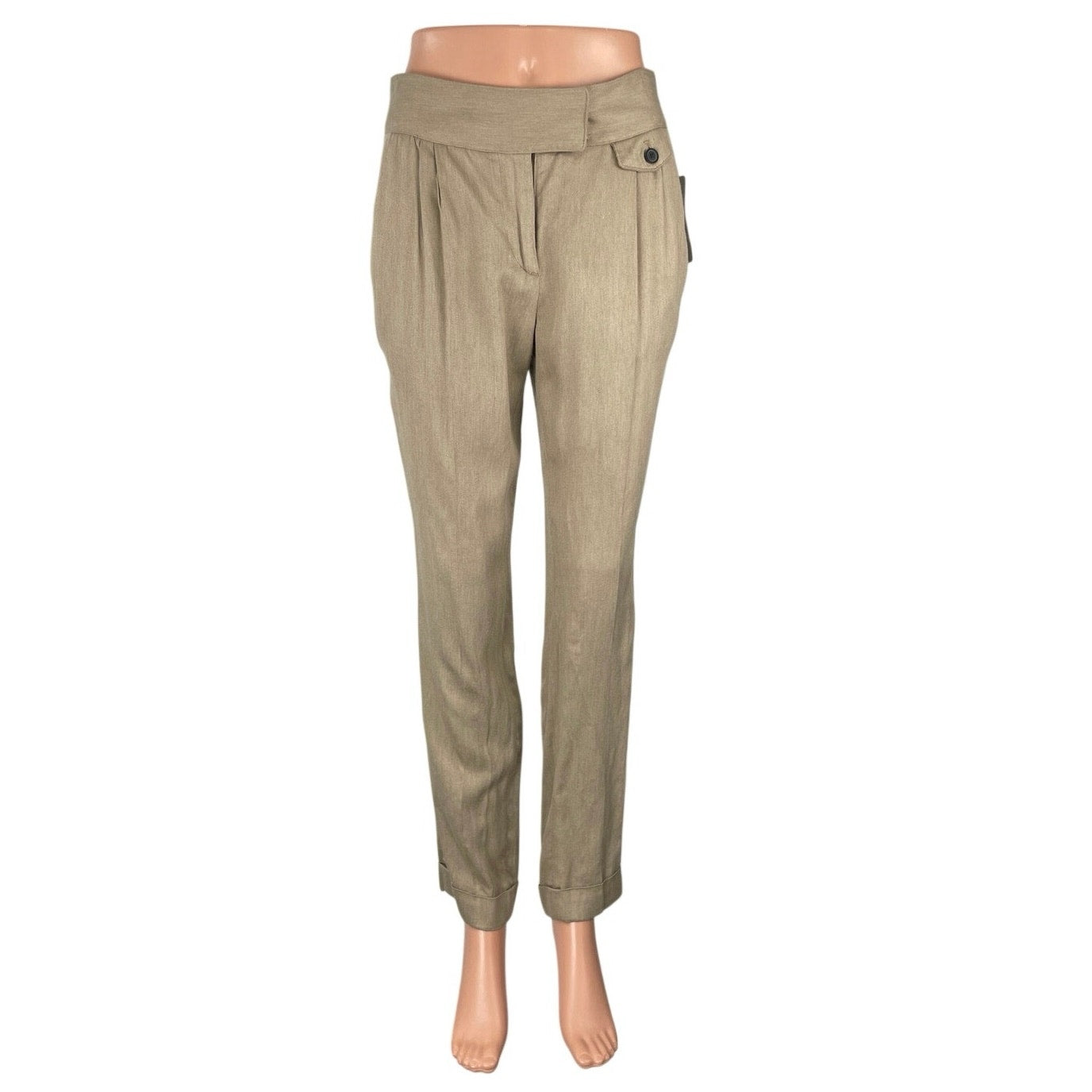 khaki dress pants womens NEW Zara Women's Khaki Pleated High Rise Slim Tapered Trousers Dress P – Brie