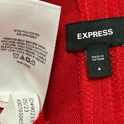 EXPRESS Women's Red High Waisted Rectangular Buckle Belted Mini Skort Skirts 4