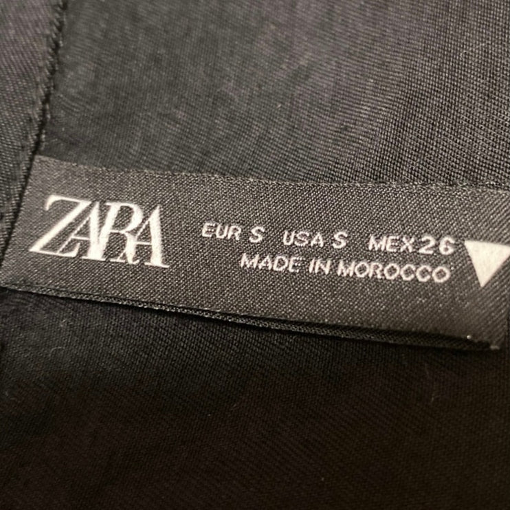 Zara Women's Black Button Front 3/4 Sleeve Wide Leg Shirt Jumpsuit Romper Size S